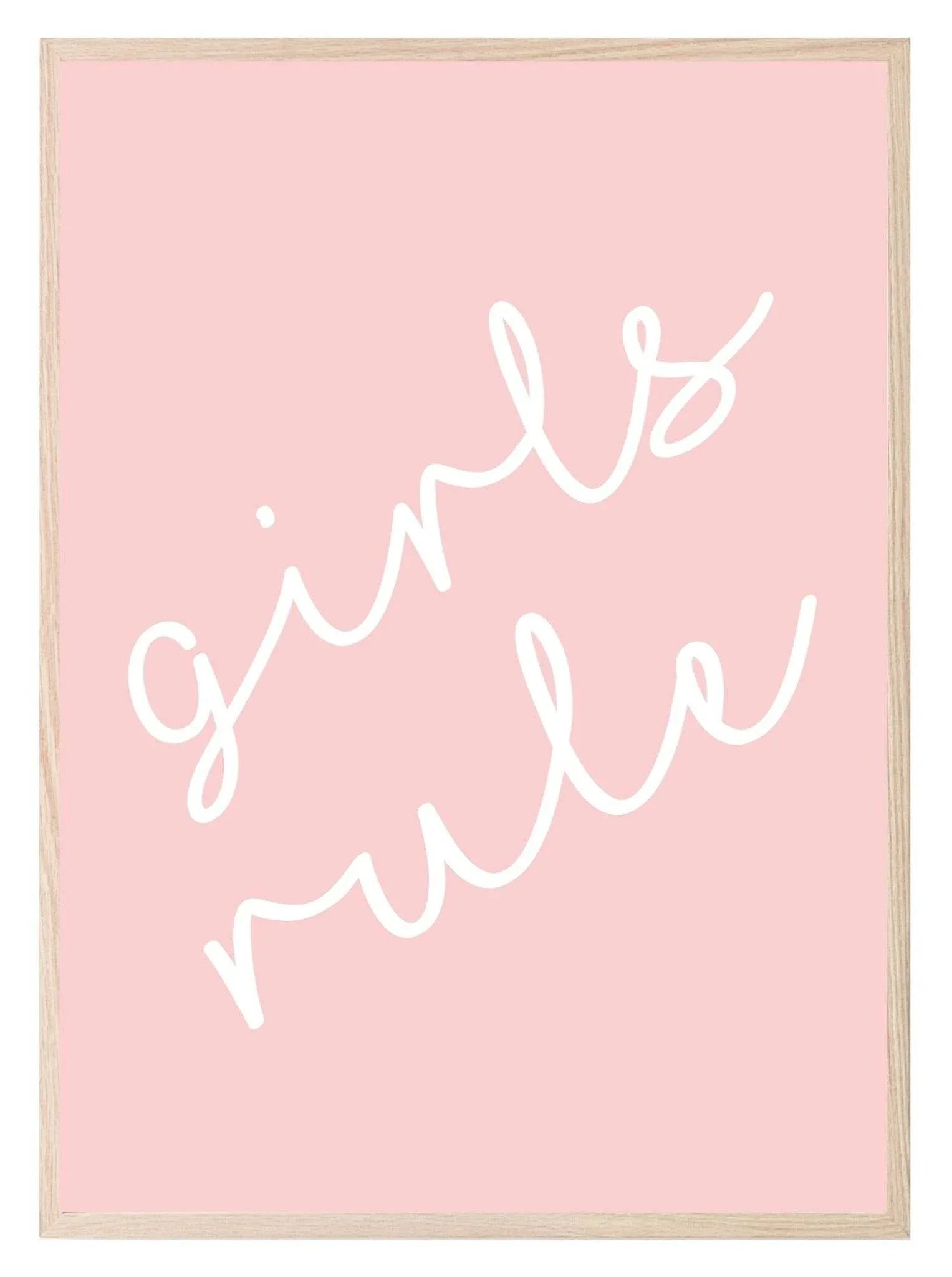 Girls Rule Print | Pink Wall Art | Customisable - Larosier Prints