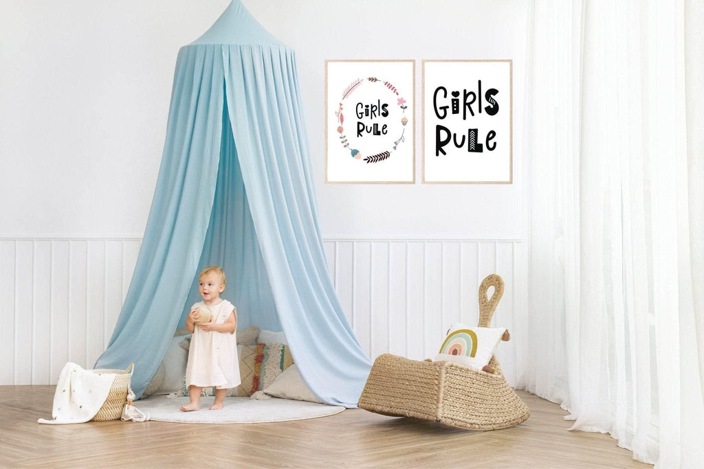 Girls Rule Print | With Or Without Border | Scandi Inspired Kids Wall Art - Larosier Prints
