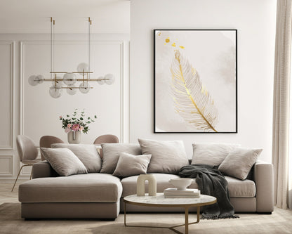 Gold Feather Print | Golden Wall Art