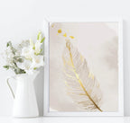 Gold Feather Print | Golden Wall Art - Larosier Prints