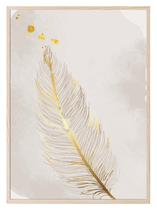 Gold Feather Print | Golden Wall Art