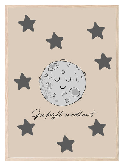 Goodnight Sweetheart Moon Print | Nursery Wall Art