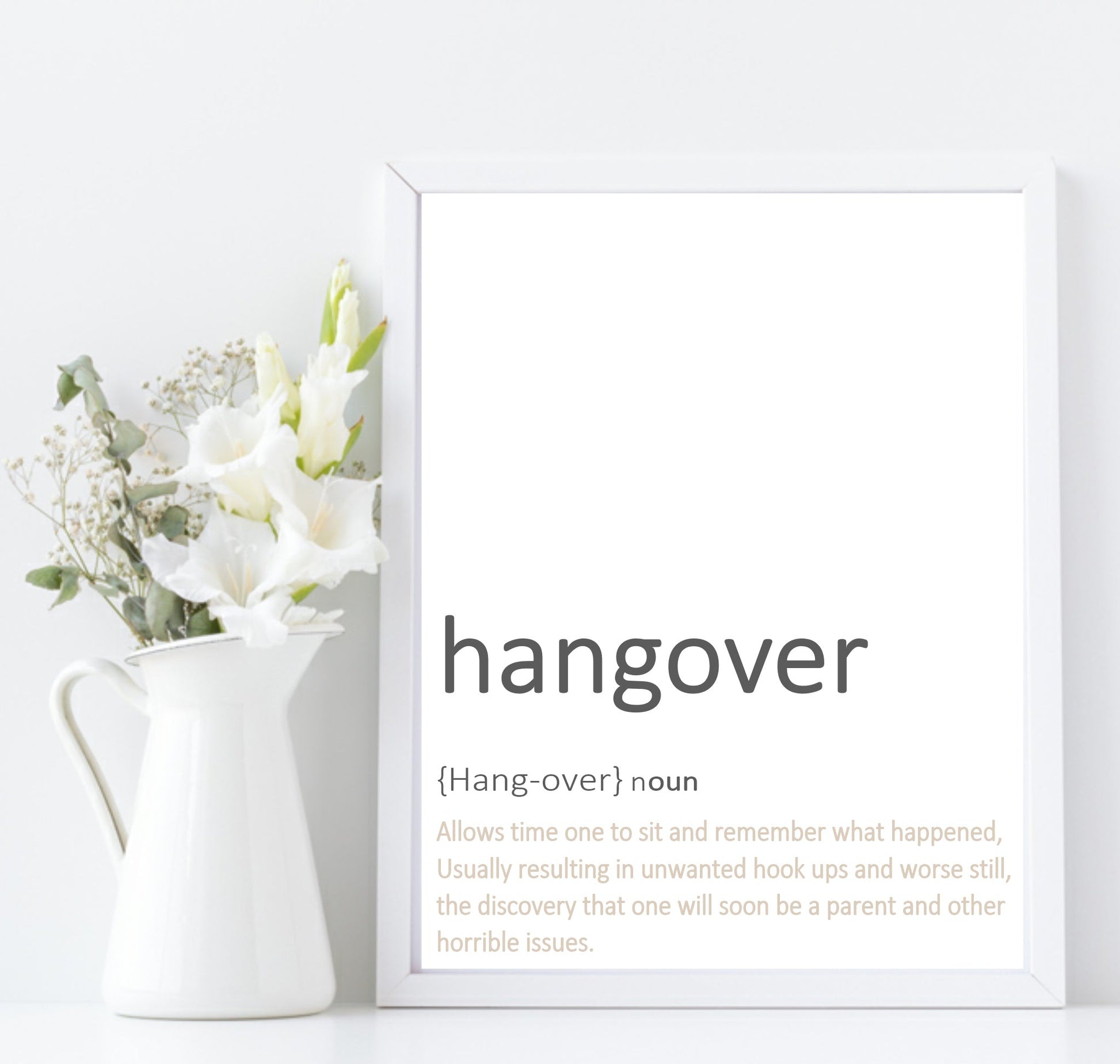 Hangover Definition Print | Food & Drink Wall Art | Customisable