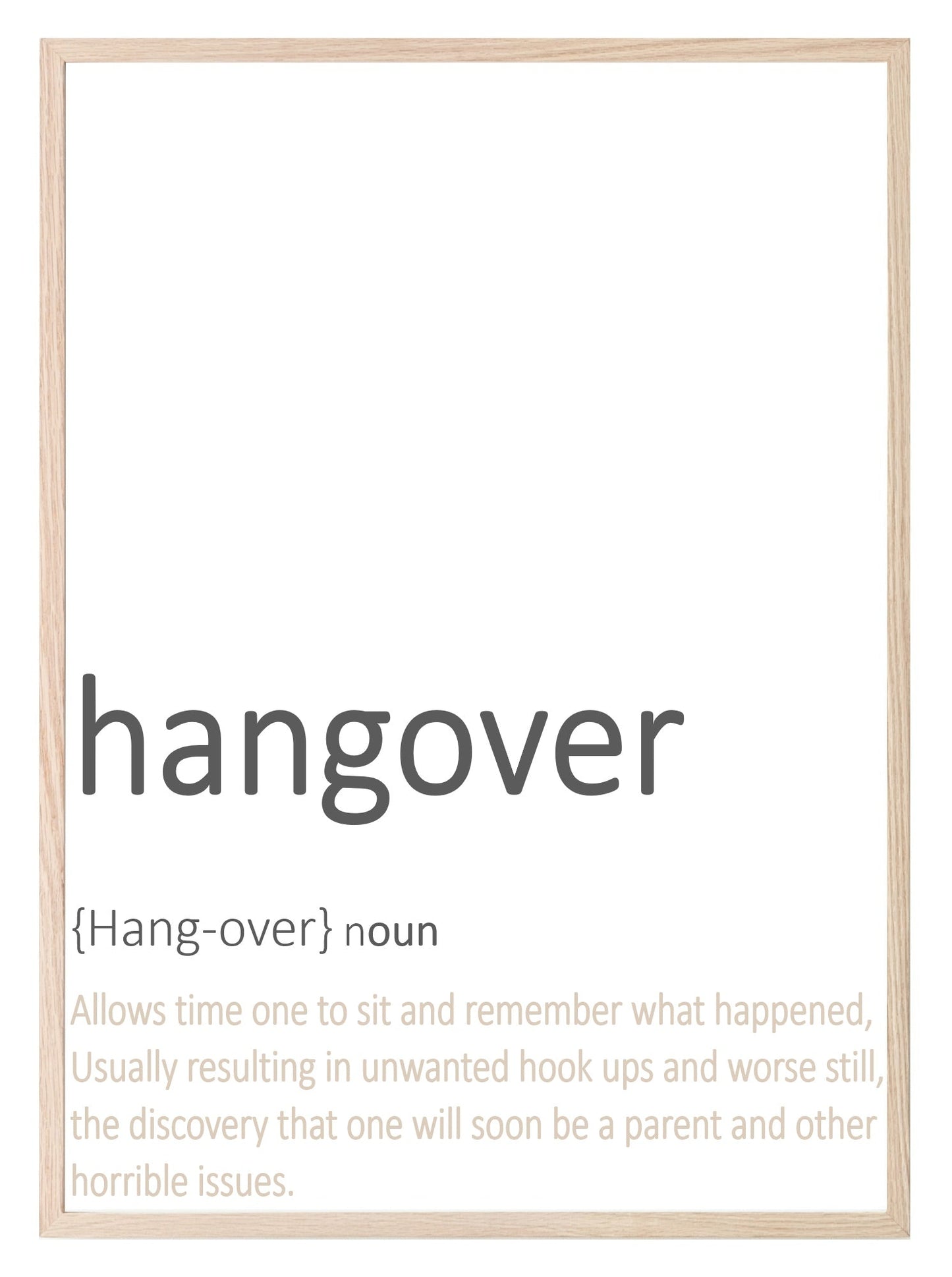 Hangover Definition Print | Food & Drink Wall Art | Customisable