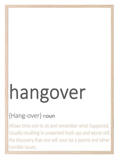 Hangover Definition Print | Food & Drink Wall Art | Customisable