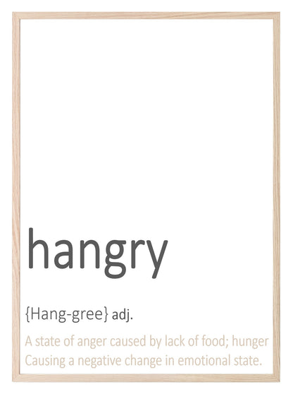 Hangry Definition Print | Food & Drink Wall Art | Customisable