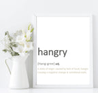 Hangry Definition Print | Food & Drink Wall Art | Customisable - Larosier Prints
