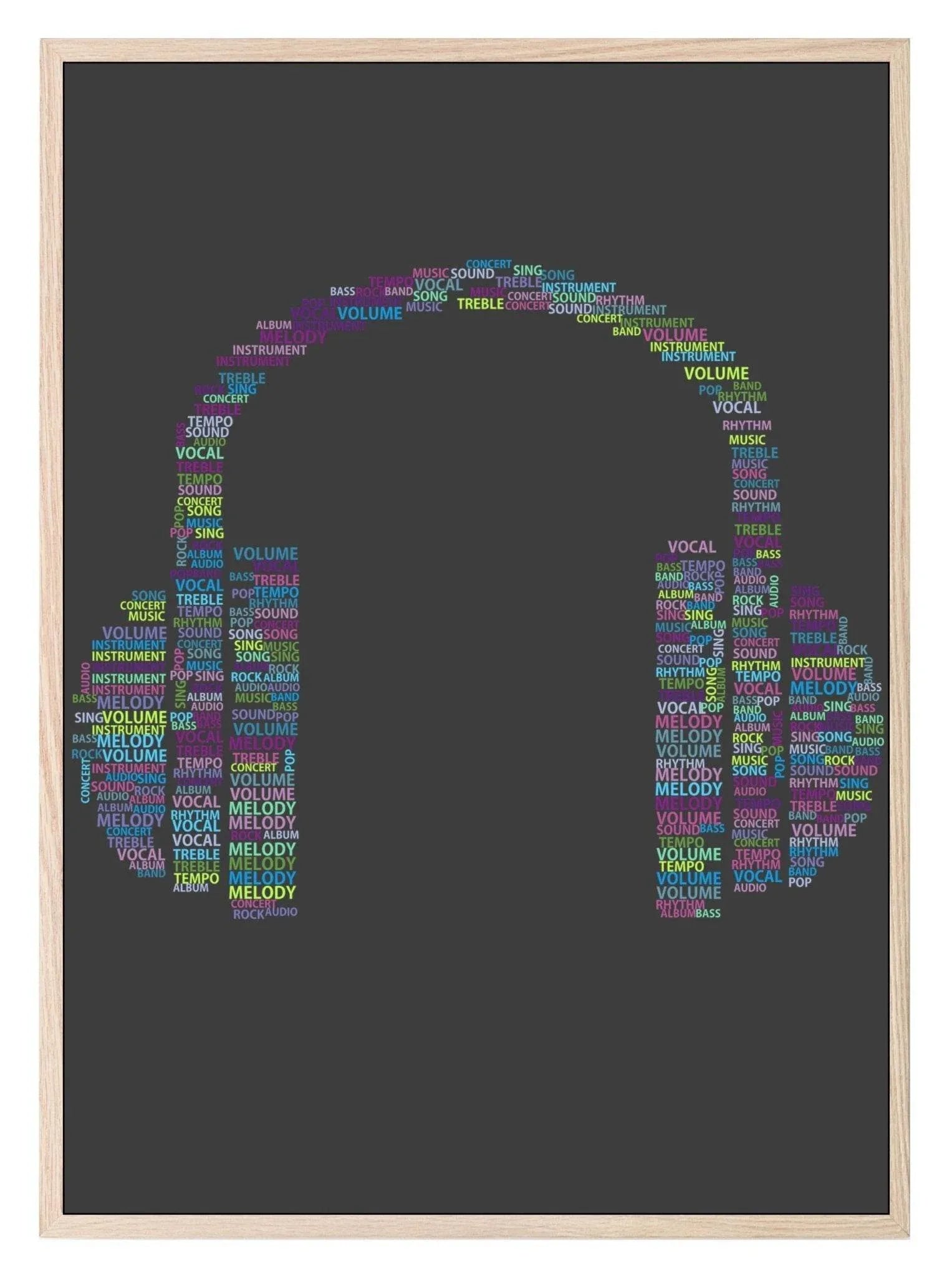 Headphones Print | Word Art for Music Lovers - Larosier Prints