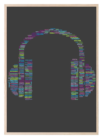 Headphones Print | Word Art for Music Lovers