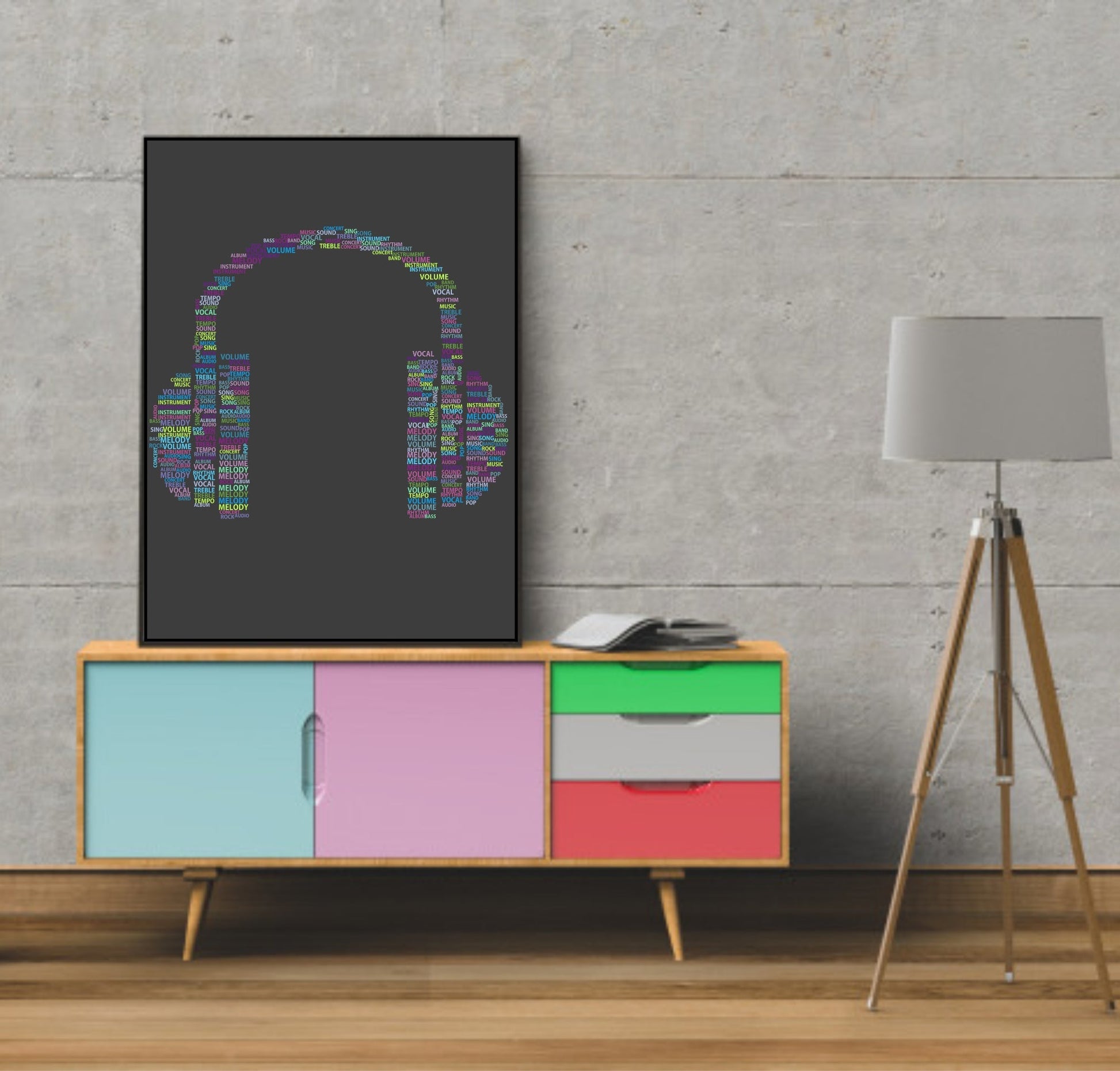 Headphones Print | Word Art for Music Lovers