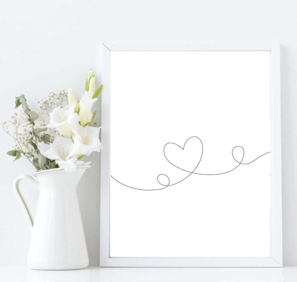 Heart Line Art Print | Simple Wall Art - Larosier Prints