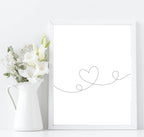 Heart Line Art Print | Simple Wall Art - Larosier Prints