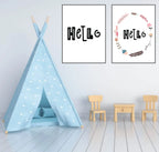 Hello Print | With Or Without Border | Scandi Inspired Kids Wall Art - Larosier Prints