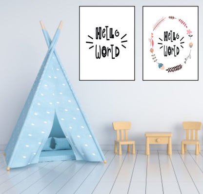 Hello World Print | Scandi Inspired Kids Wall Art