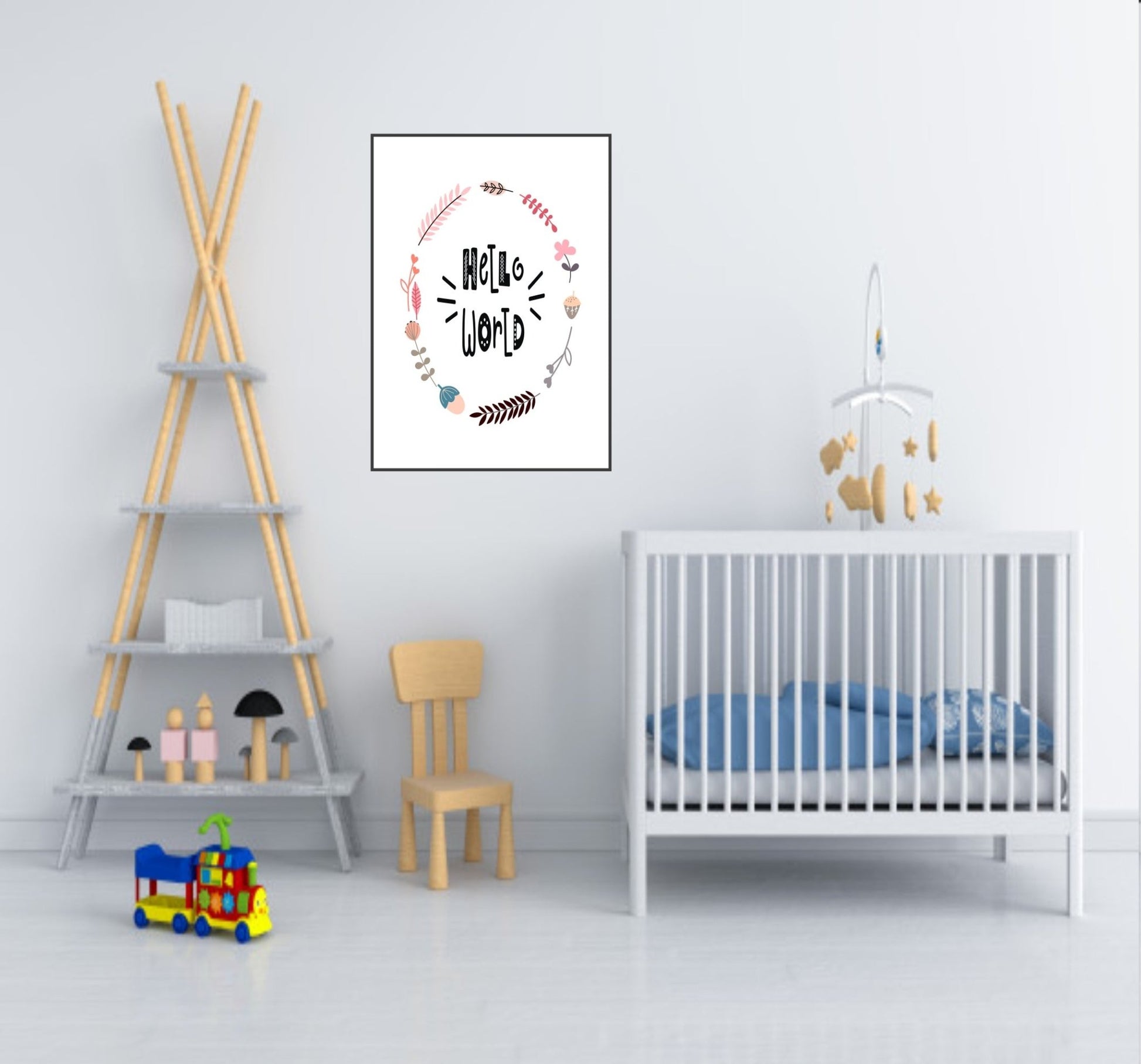 Hello World Print | Scandi Inspired Kids Wall Art