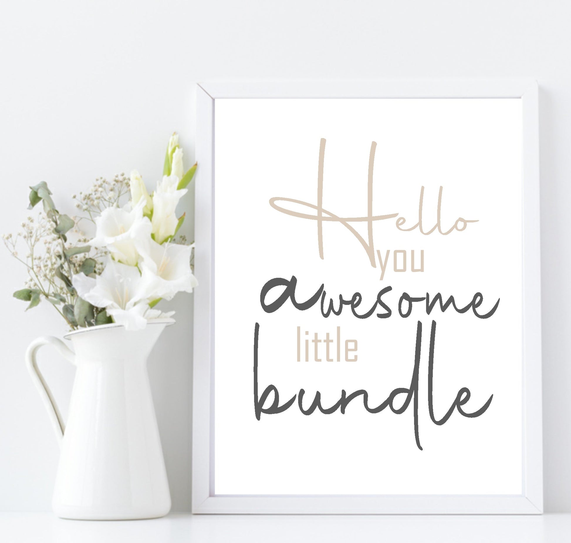 Hello You Awesome Little Bundle Print | Nursery Wall Art | Customisable