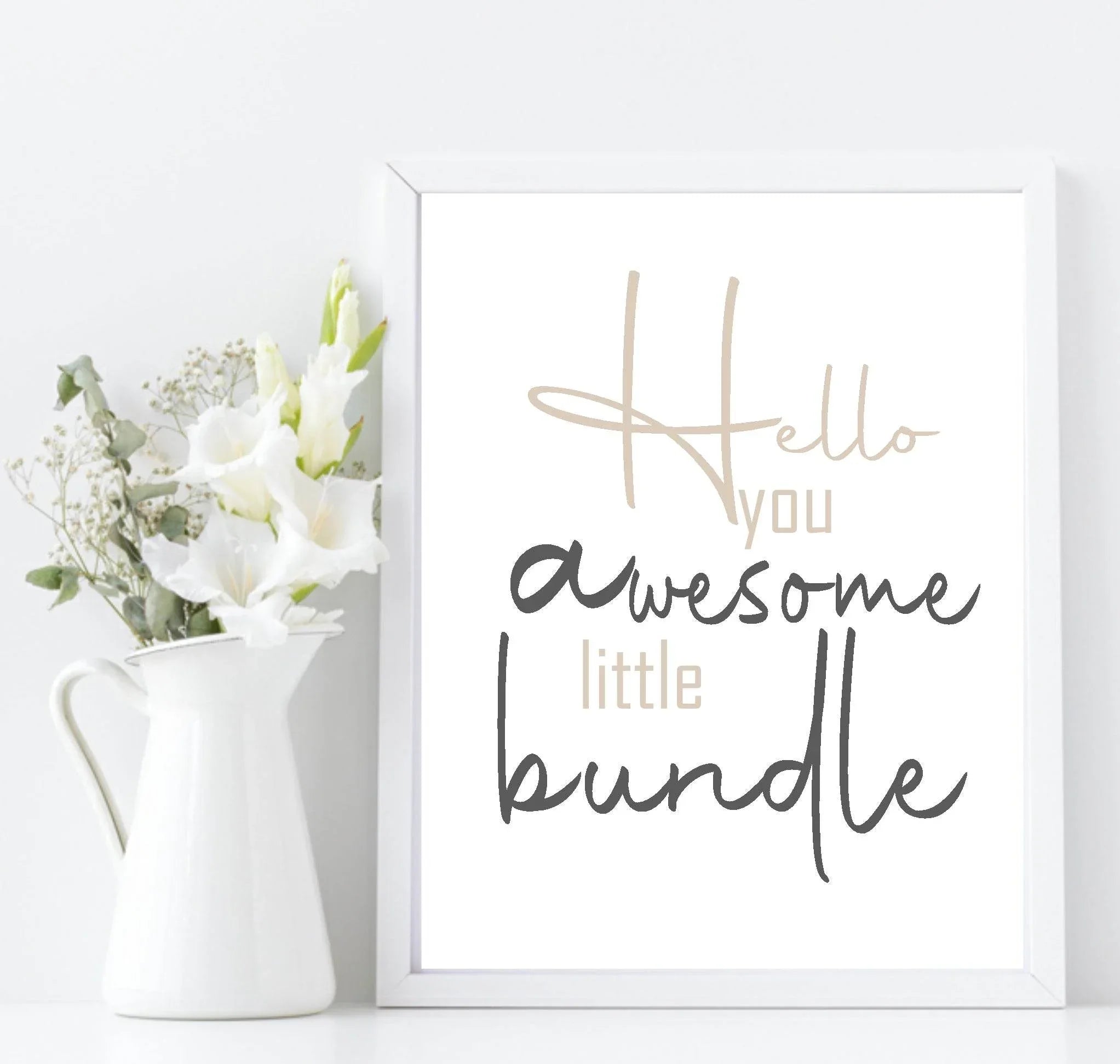 Hello You Awesome Little Bundle Print | Nursery Wall Art | Customisable - Larosier Prints