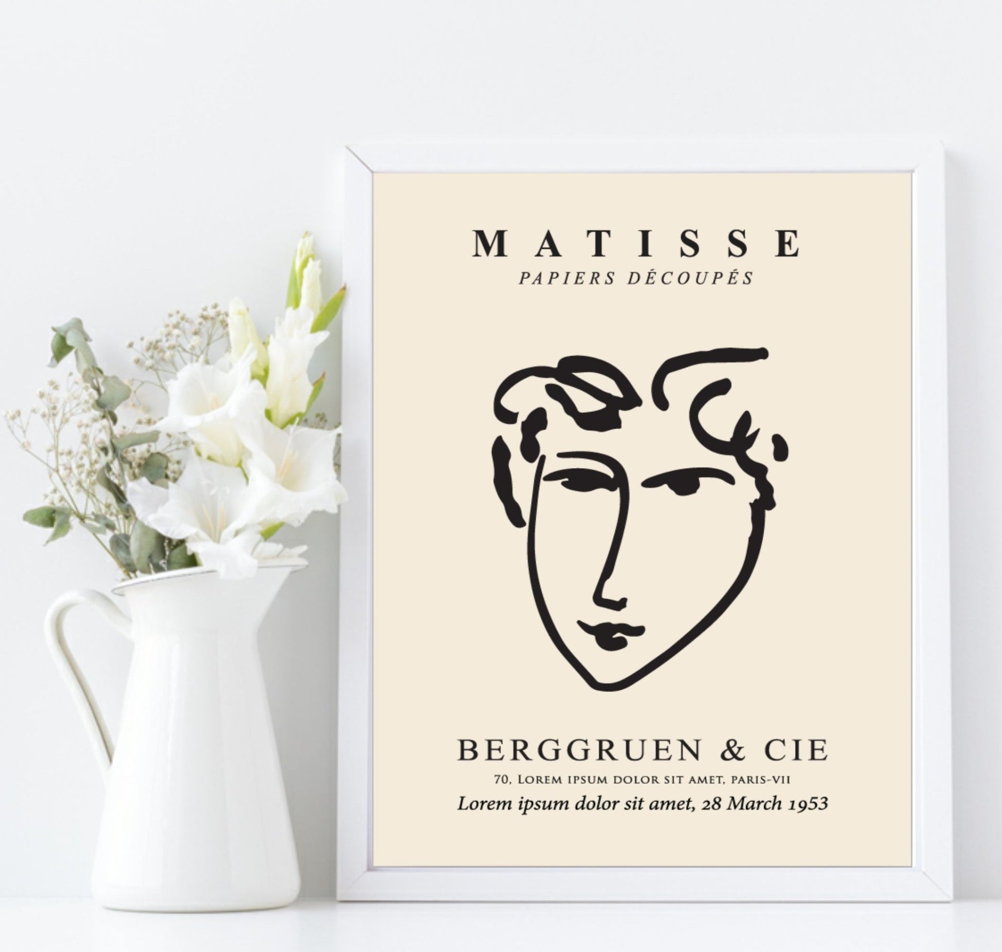 Henri Matisse Berggruen & Cie Print | Beige Abstract Face Wall Art