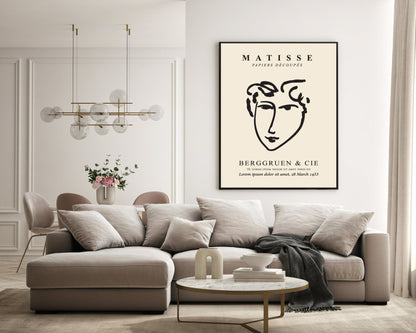 Henri Matisse Berggruen & Cie Print | Beige Abstract Face Wall Art