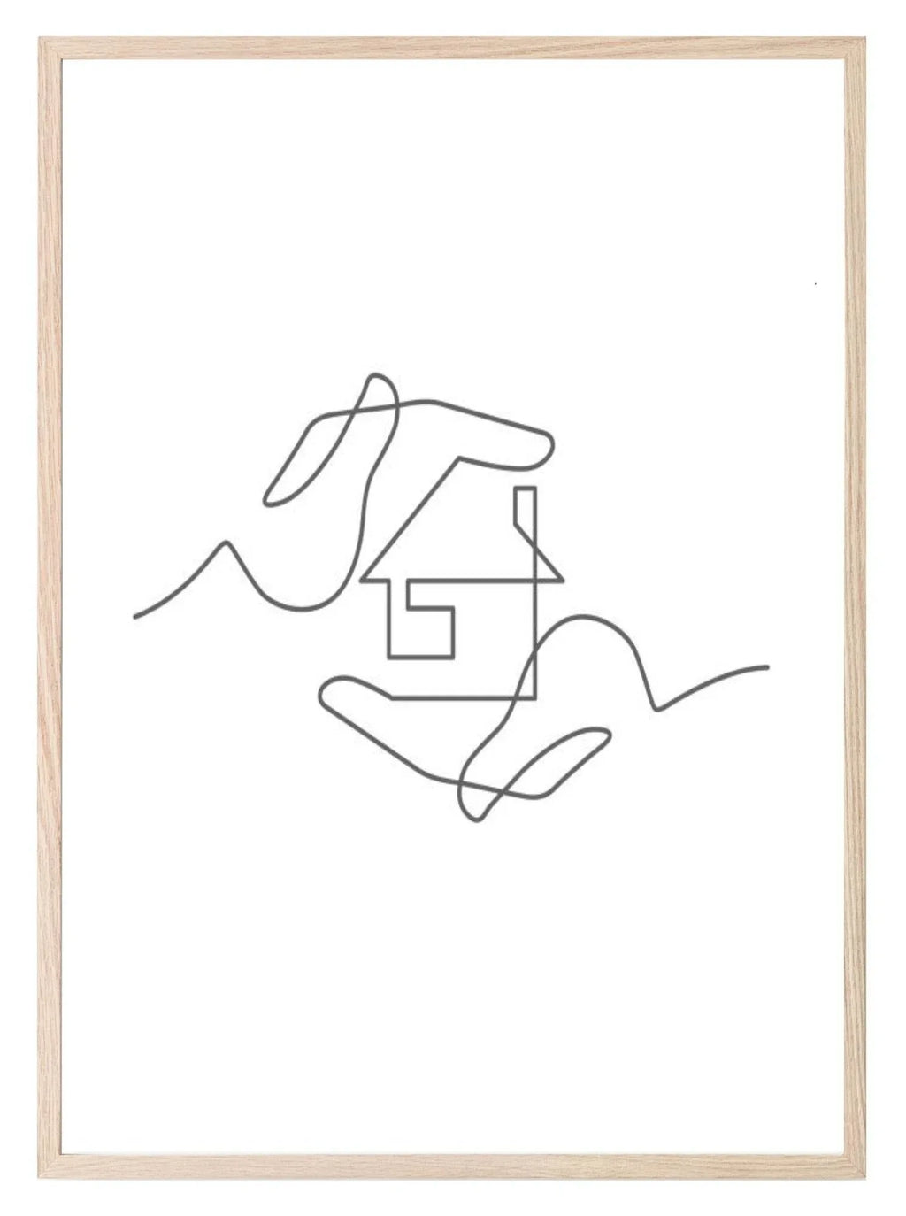 Home Line Art Print | Monochrome Abstract House Wall Art - Larosier Prints