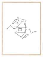 Home Line Art Print | Monochrome Abstract House Wall Art - Larosier Prints