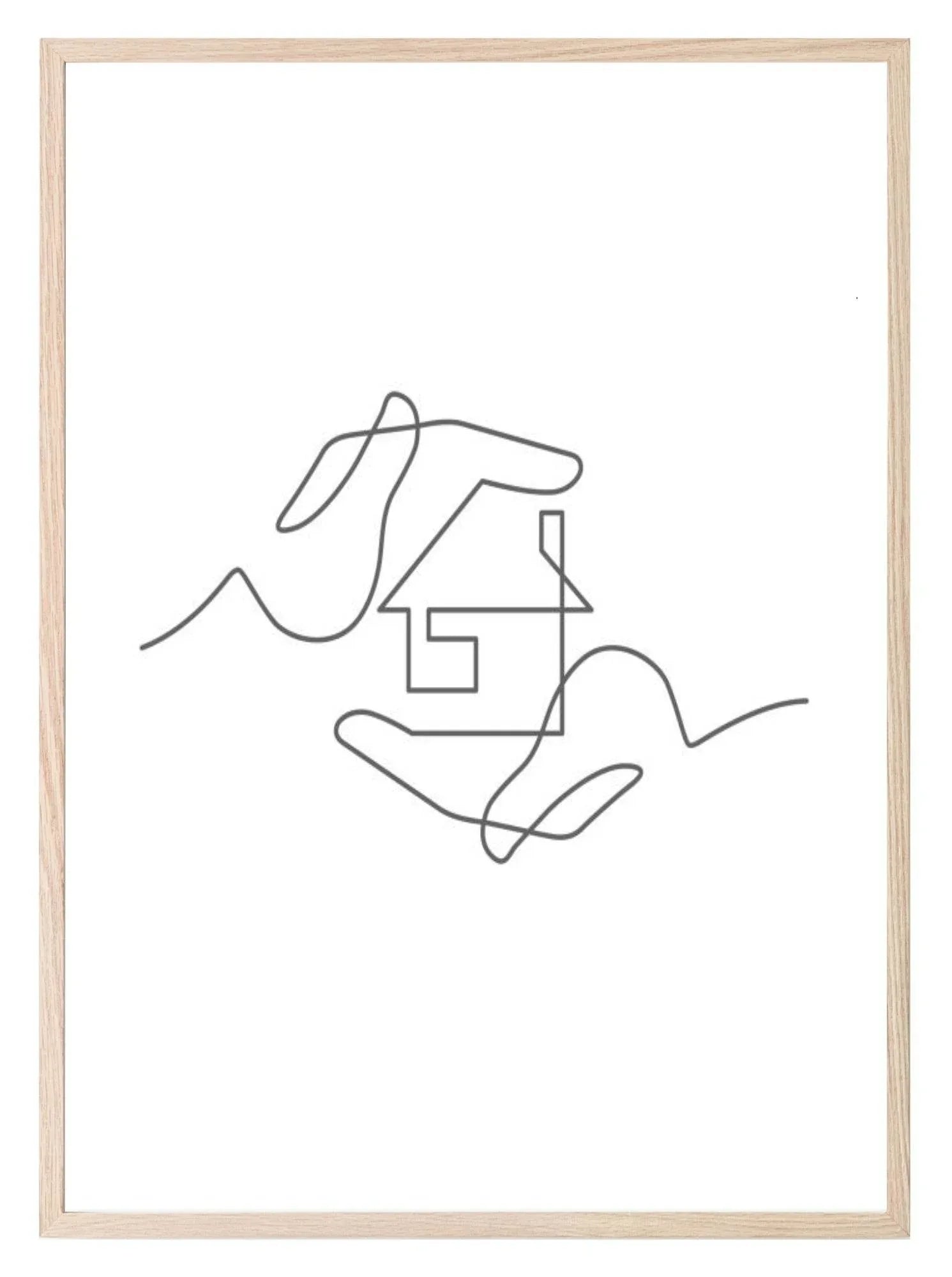 Home Line Art Print | Monochrome Abstract House Wall Art - Larosier Prints