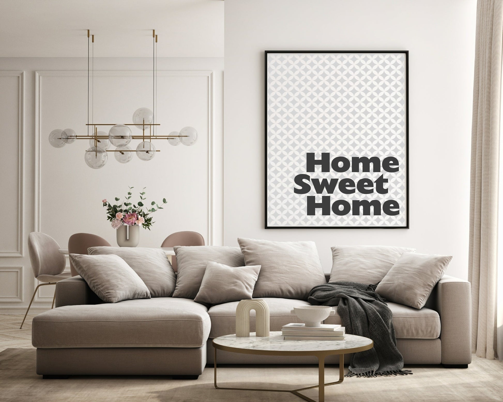 Home Sweet Home Print | Monochrome House Wall Art