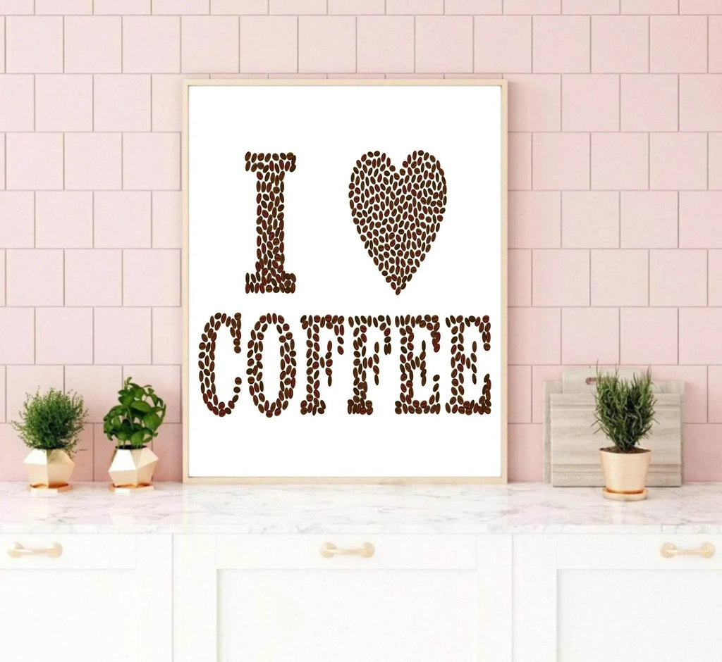 I Love Coffee Print | Kitchen Food & Drink Wall Art - Larosier Prints
