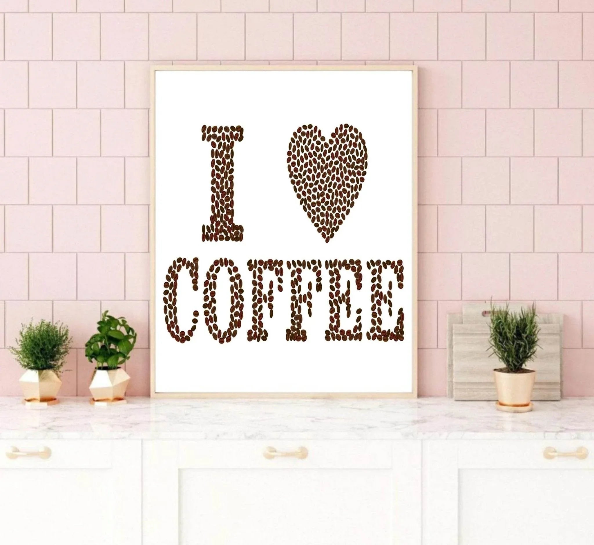 I Love Coffee Print | Kitchen Food & Drink Wall Art - Larosier Prints