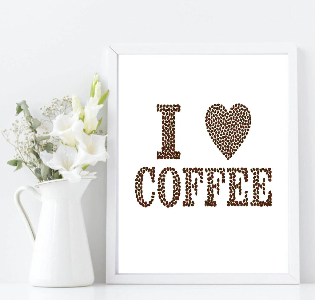 I Love Coffee Print | Kitchen Food & Drink Wall Art - Larosier Prints