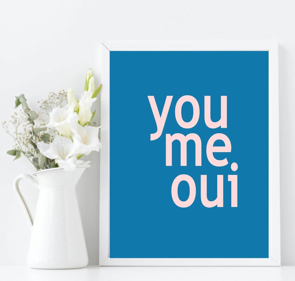 I Love You In French Prints | Set of 2 | Over The Bed Couple Wall Art | Customisable - Larosier Prints