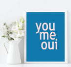 I Love You In French Prints | Set of 2 | Over The Bed Couple Wall Art | Customisable - Larosier Prints