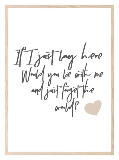 If I Just Lay Here Print | Bedroom Music & Romantic Wall Art | Customisable