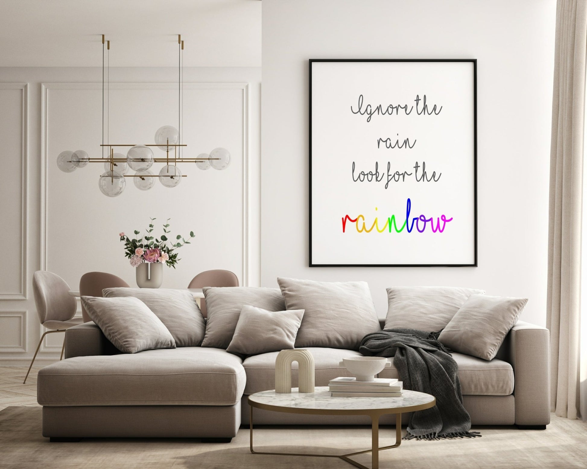 Ignore The Rain Look For The Rainbow Print | Positive Wall Art | Customisable