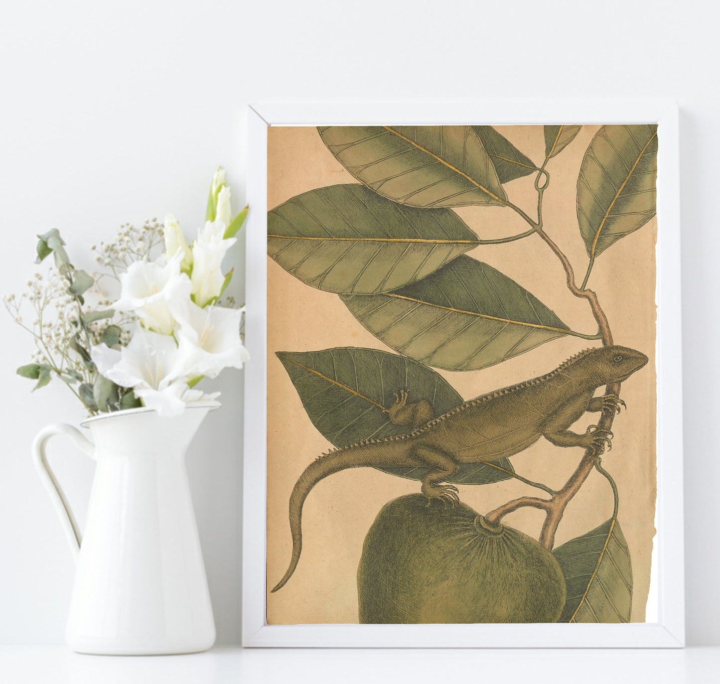 Iguana Leaf Print | Botanicals Animal Wall Art