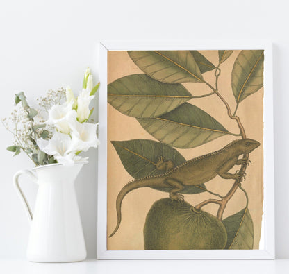 Iguana Leaf Print | Botanicals Animal Wall Art