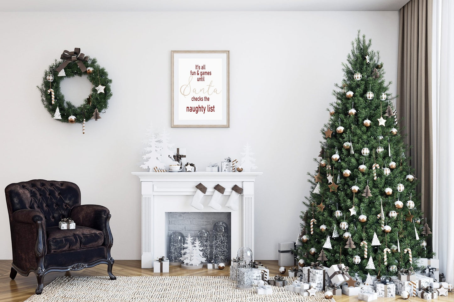 It's All Fun & Games Until Santa Checks The Naught List Print | Christmas Wall Art | Customisable