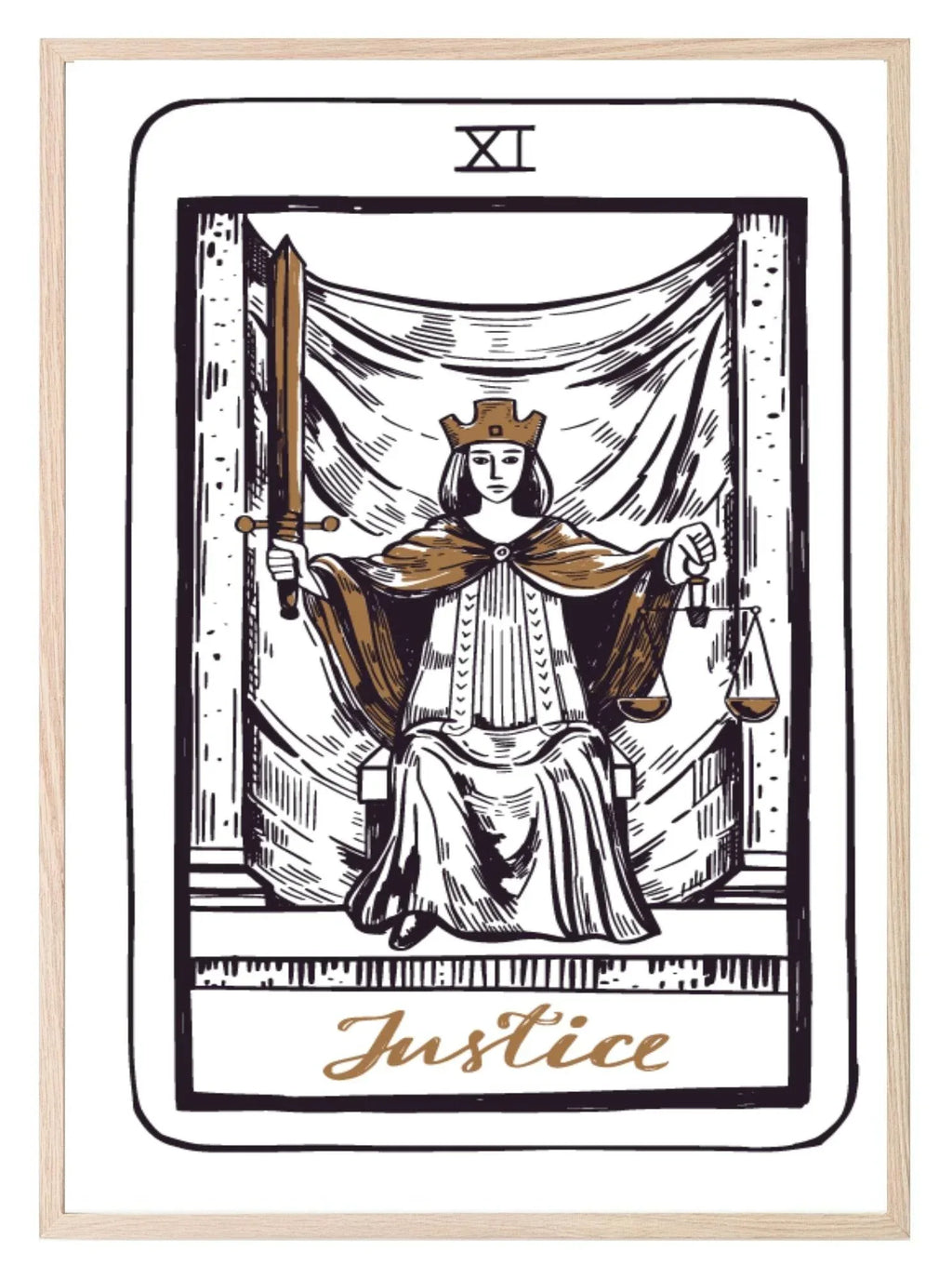 Justice Tarot Card Print | The Major Arcana | Celestial Wall Art - Larosier Prints