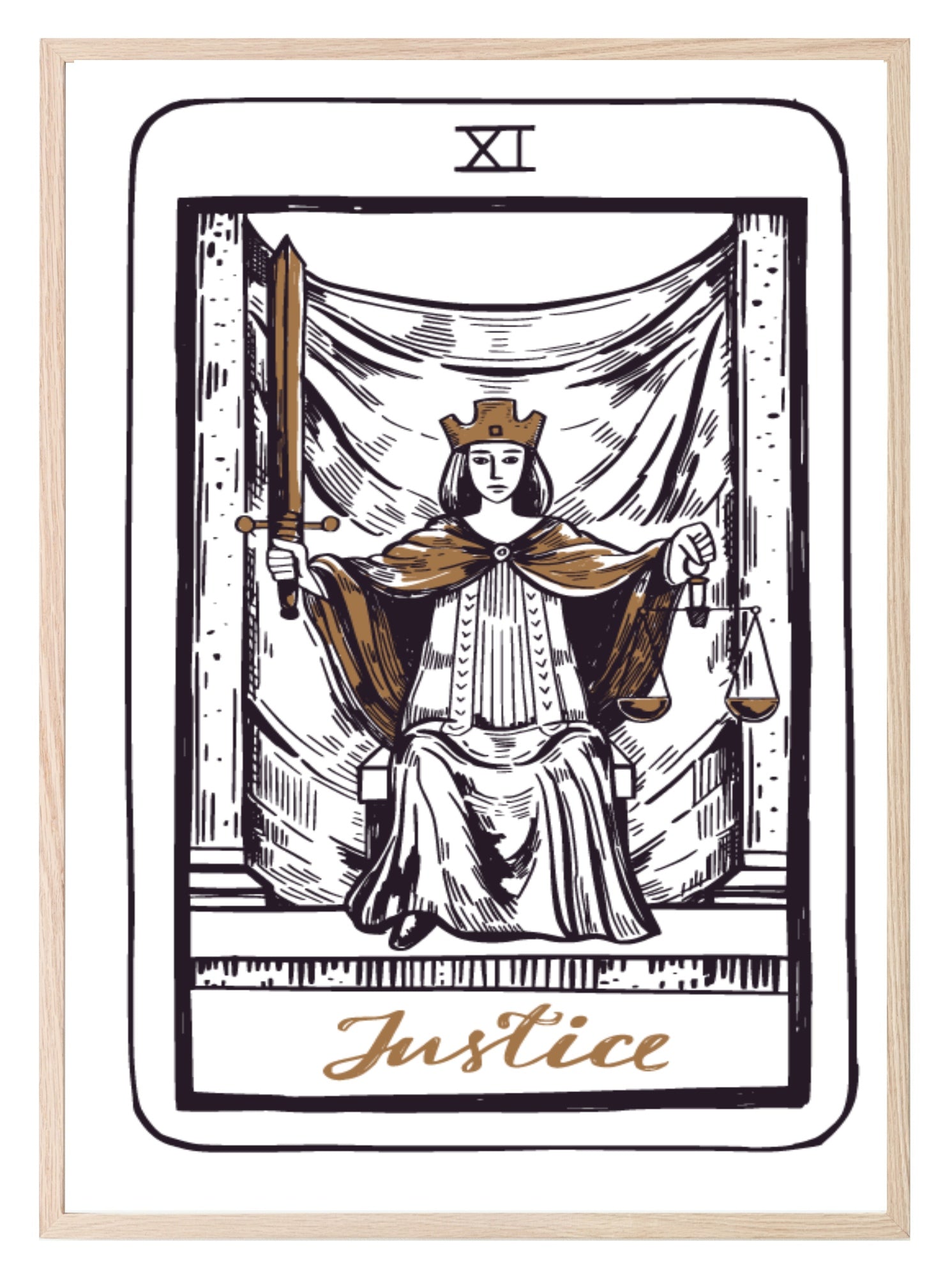 Justice Tarot Card Print | The Major Arcana | Celestial Wall Art