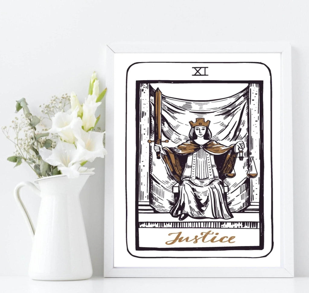 Justice Tarot Card Print | The Major Arcana | Celestial Wall Art - Larosier Prints