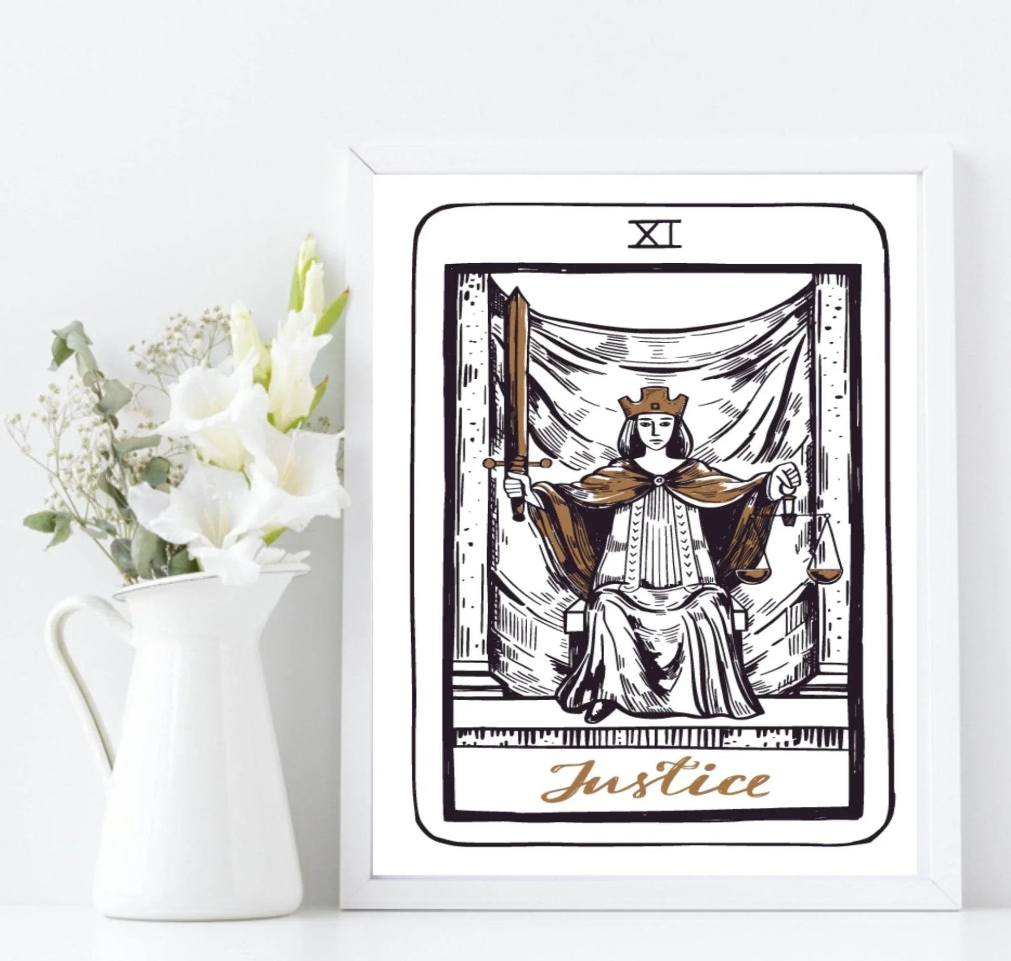Justice Tarot Card Print | The Major Arcana | Celestial Wall Art - Larosier Prints