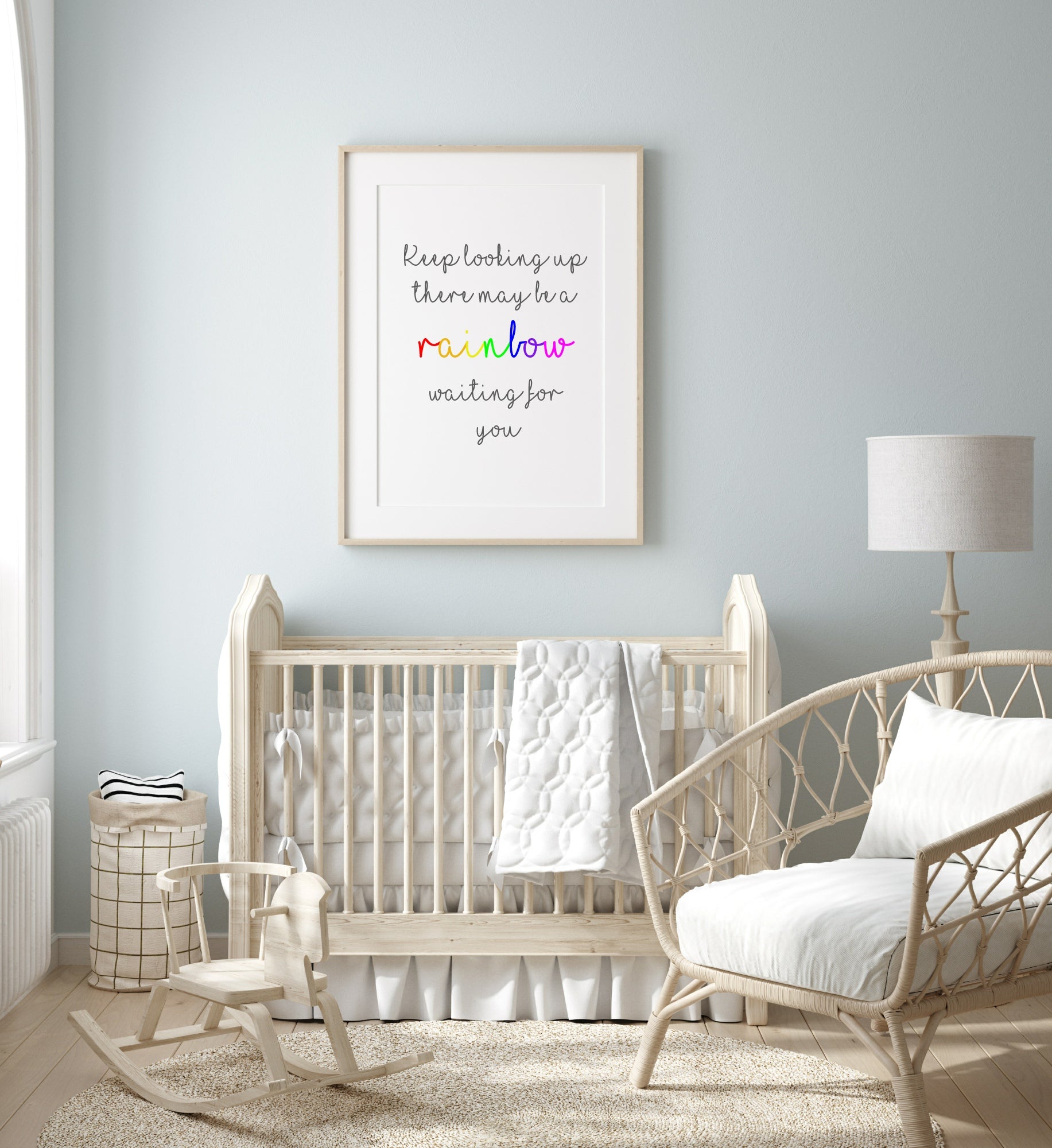 Keep Looking Up, There May Be A Rainbow Print | Inspirational Wall Art | Customisable