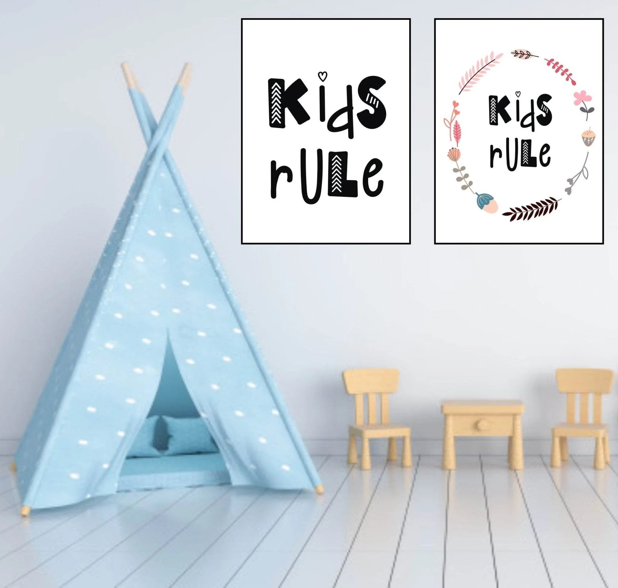 Kids Rule Print | Scandinavian Inspired Wall Art - Larosier Prints