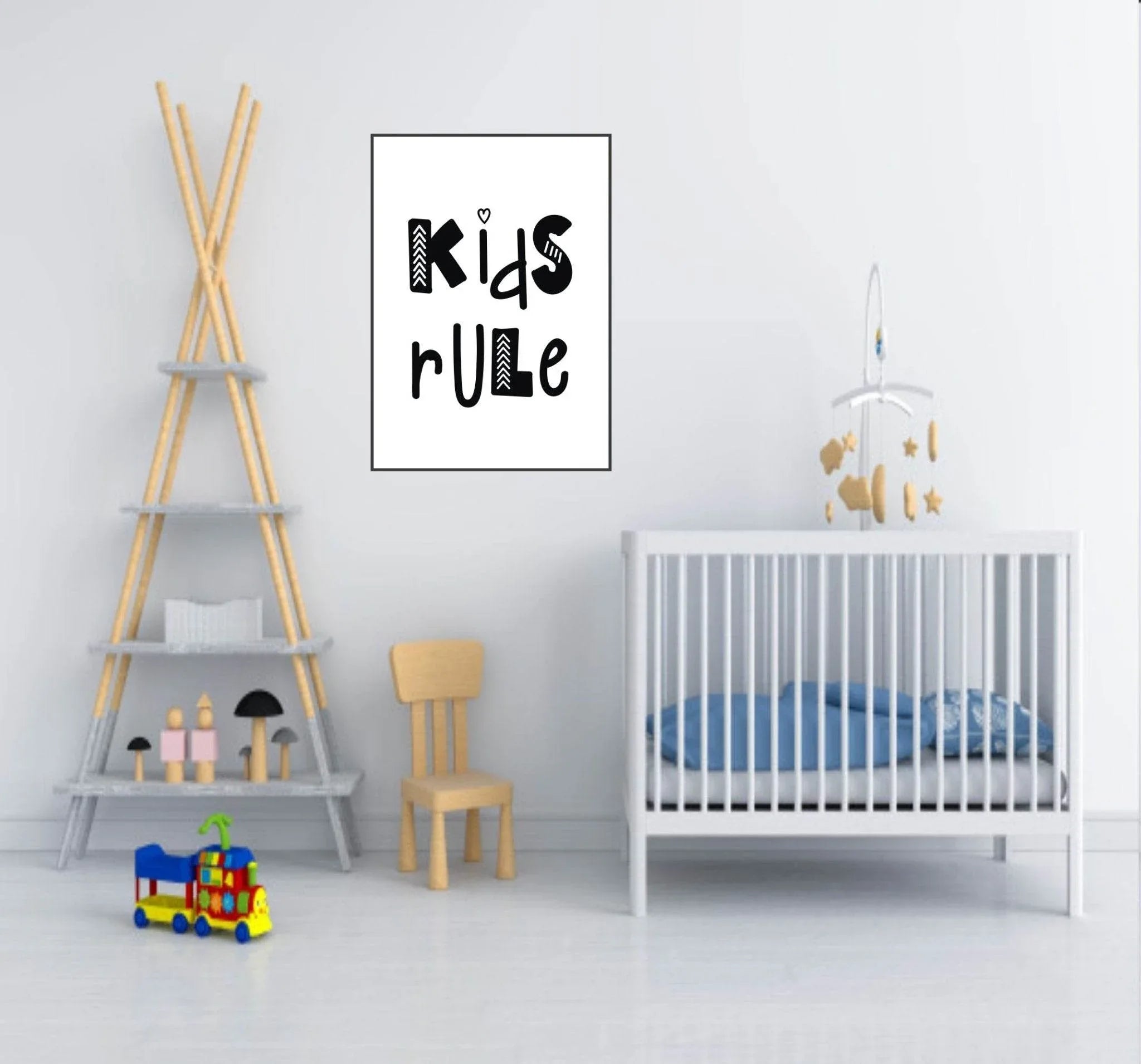 Kids Rule Print | Scandinavian Inspired Wall Art - Larosier Prints