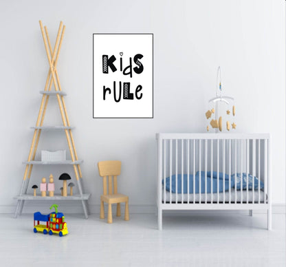 Kids Rule Print | Scandinavian Inspired Wall Art