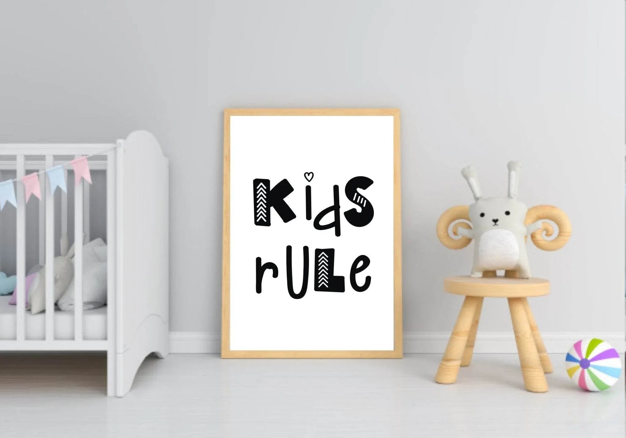 Kids Rule Print | Scandinavian Inspired Wall Art - Larosier Prints