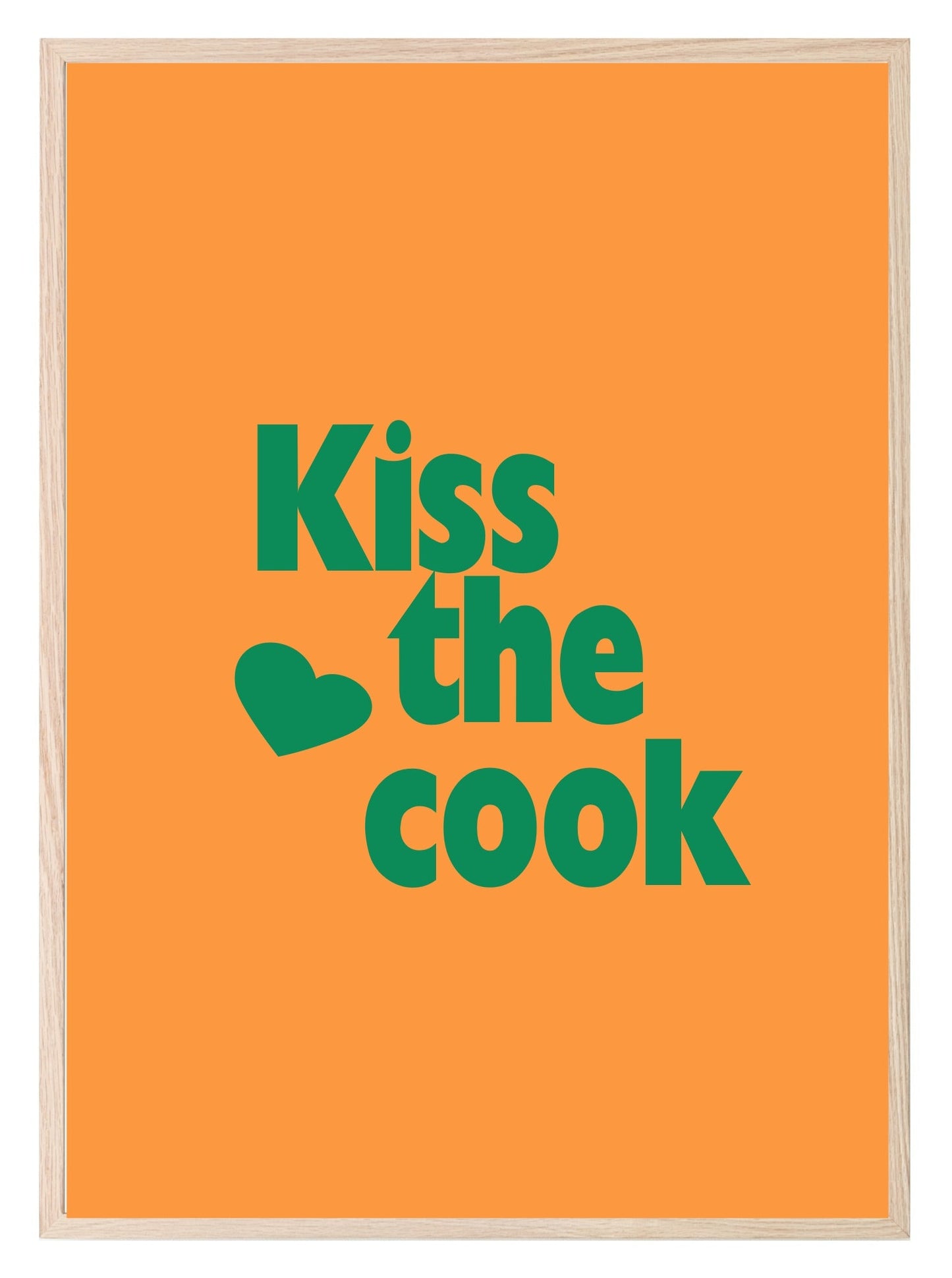 Kiss The Cook Print | Bright Kitchen Wall Art | Customisable