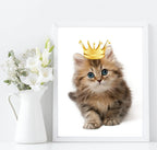 Kitten With Gold Crown Print | Animal Wall Art - Larosier Prints