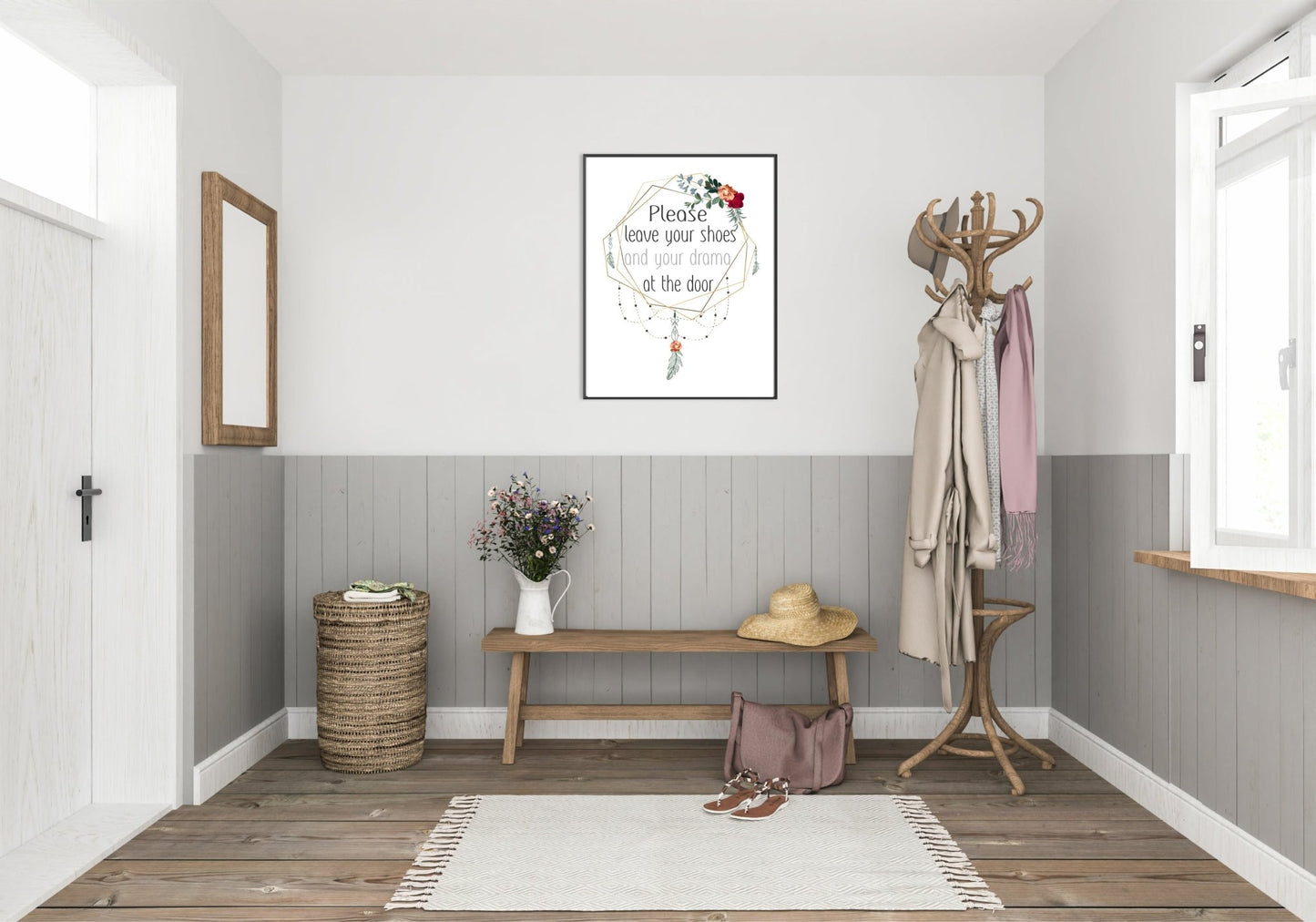 Leave Your Shoes & Drama At The Door Print | Hallway Wall Art | Customisable