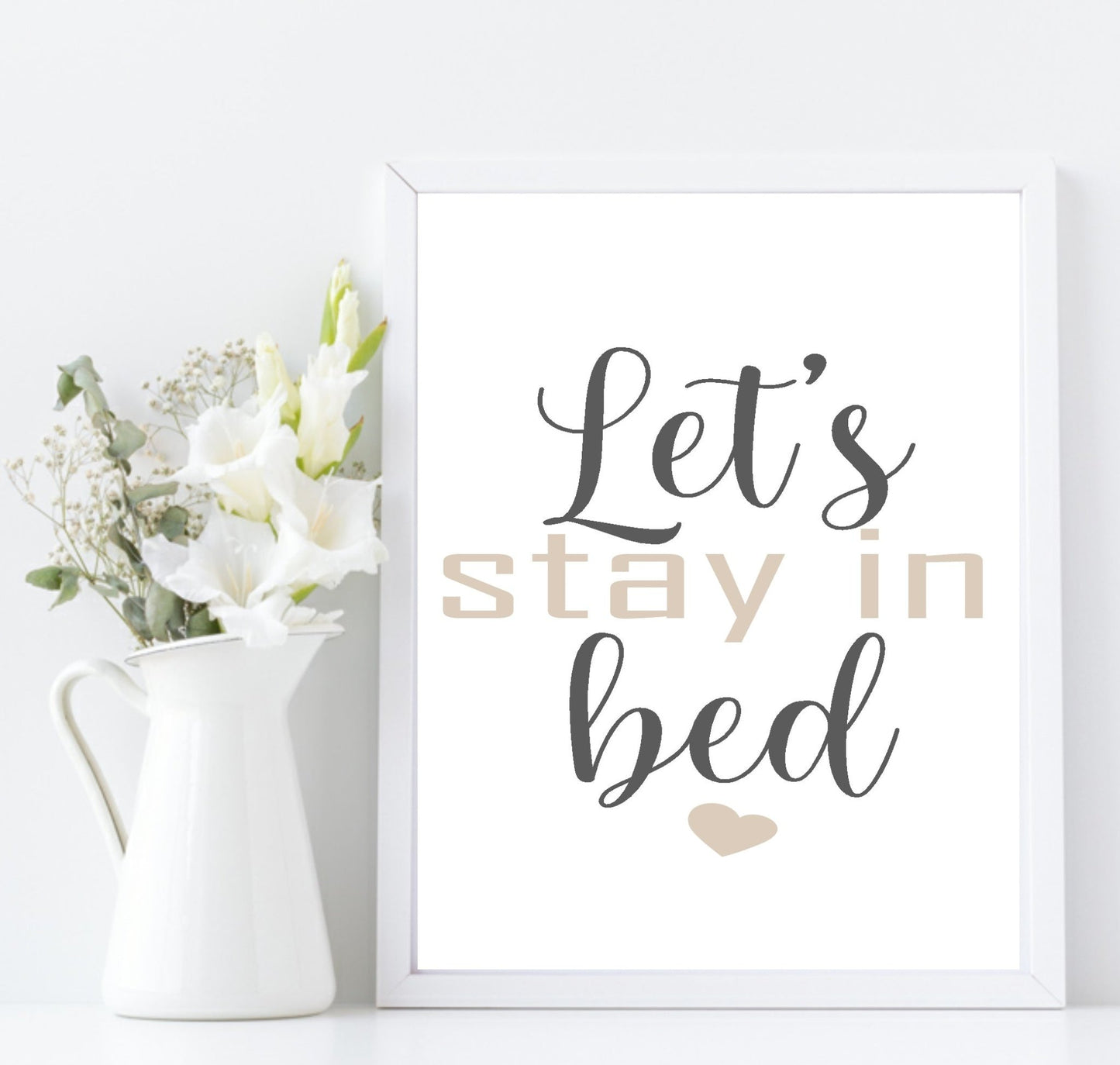 Let's Stay In Bed Print | Bedroom Wall Art | Customisable